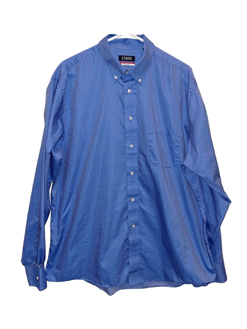 CHAPS Men's Blue Button Down Dress Shirt Size X-Large Regular Fit